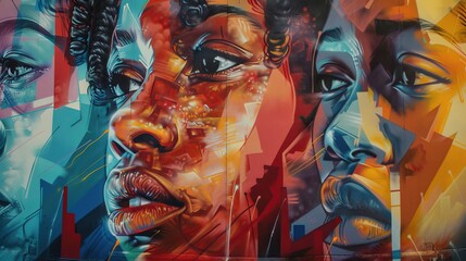 Powerful image of a community mural promoting racial and gender equality, illustrating artistic support for social justice