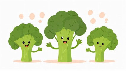 Fototapeta premium simple illustration of cute healthy broccoli cartoon