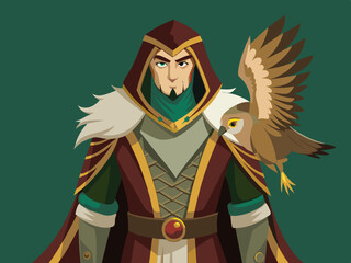 Illustration vectorielle d’un fauconnier homme en robe libè