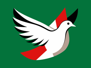 Colombe avec la couleur du drapeau de la Palestine