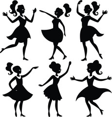 Obraz premium Princess Wall Decal Dance Versatile Black Silhouette Vector Series