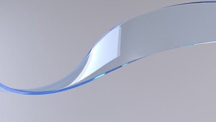 Elegant blue flowing glass or water ribbon - bright background