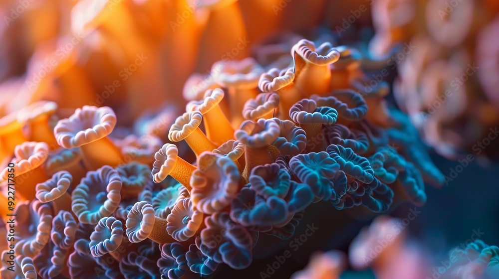 Wall mural Close-up of intricate coral structures and marine life