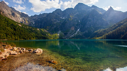 Amazing Morskie oko lake with reflections in Tatra mountains, Poland © Alexandra Lande