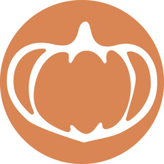 round orange sticker template with round pumpkin outline, vector