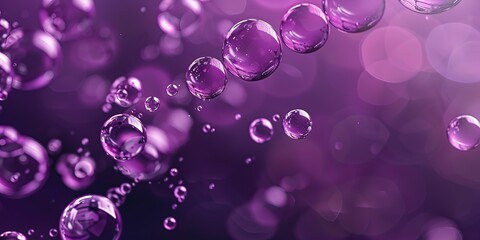 Purple Wallpaper with Contemporary, Suspended Bubbles. Pharmaceutical or Innovative Technology concept.
