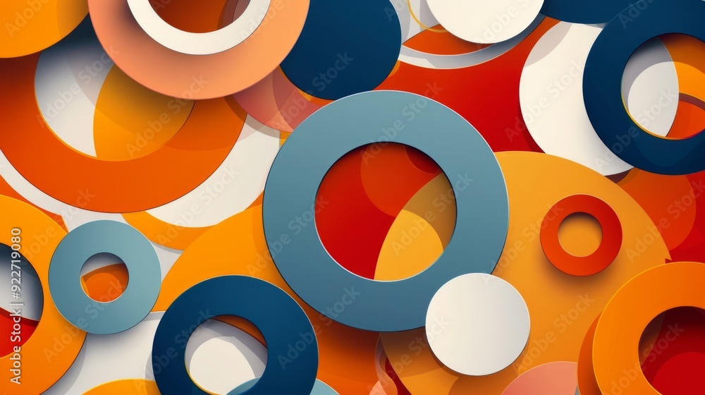Poster tech minimal circular shapes geometric art.
