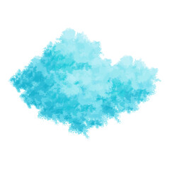 Realistic blue cloud isolated on white background.