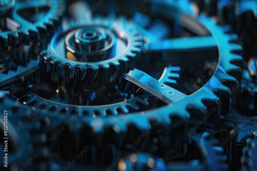 Poster A detailed view of clockwork mechanisms, ideal for use in illustrations about timekeeping or technical diagrams