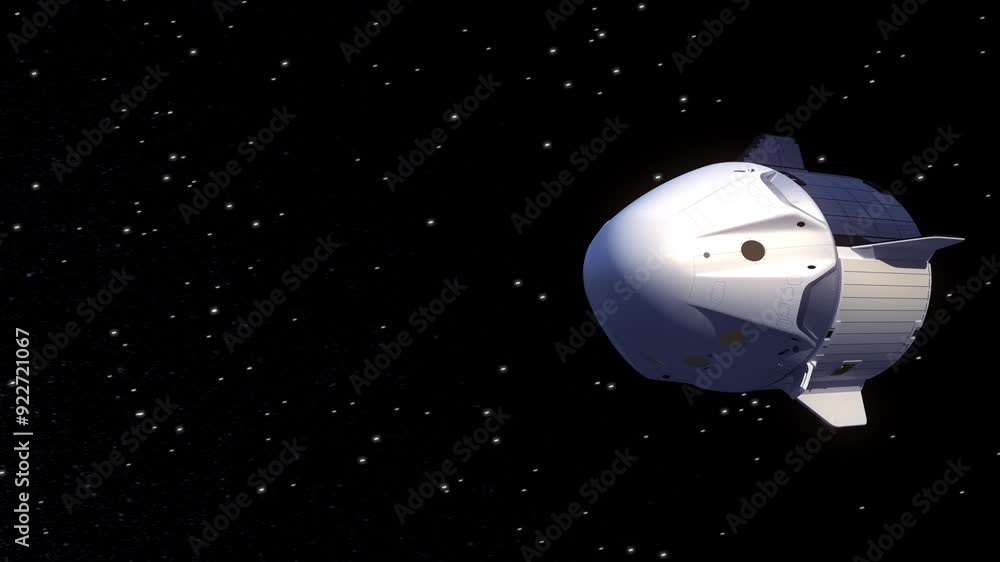 Wall mural separation of the spacecraft's descent module before landing. 3d animation. 4k.