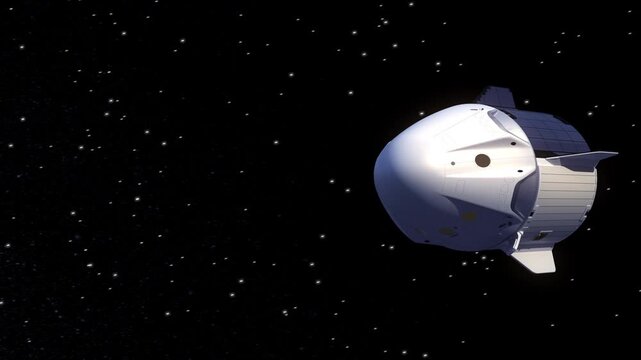 Separation of the spacecraft's descent module before landing. 3d animation. 4k.