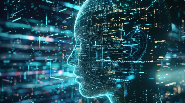 Machine learning model in action with visualized data processing and training stages, showcasing efficiency
