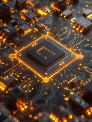 AI. Circuit board. Technology background. Central Computer Processors CPU concept. Motherboard digital chip. Tech science background. Integrated communication processor