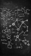 school formulas on the black blackboard 