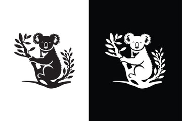 Set of koala black icon design vector, vector set of koala silhouettes