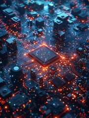 AI. Circuit board. Technology background. Central Computer Processors CPU concept. Motherboard digital chip. Tech science background. Integrated communication processor