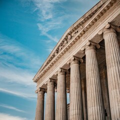 Obraz premium Architectural Structure of Law Buildings: A Closeup Look, Exploring the Intricate Architectural Details of Law Buildings, A Closeup View of the Architectural Structure of Law Buildings, 