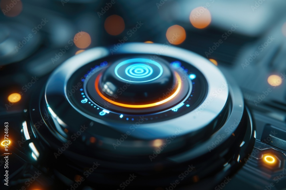 Poster Close-up shot of a button on a computer keyboard or mouse