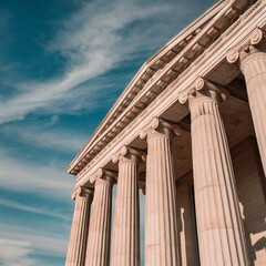 Obraz premium Architectural Structure of Law Buildings: A Closeup Look, Exploring the Intricate Architectural Details of Law Buildings, A Closeup View of the Architectural Structure of Law Buildings, 