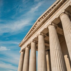 Naklejka premium Architectural Structure of Law Buildings: A Closeup Look, Exploring the Intricate Architectural Details of Law Buildings, A Closeup View of the Architectural Structure of Law Buildings, 