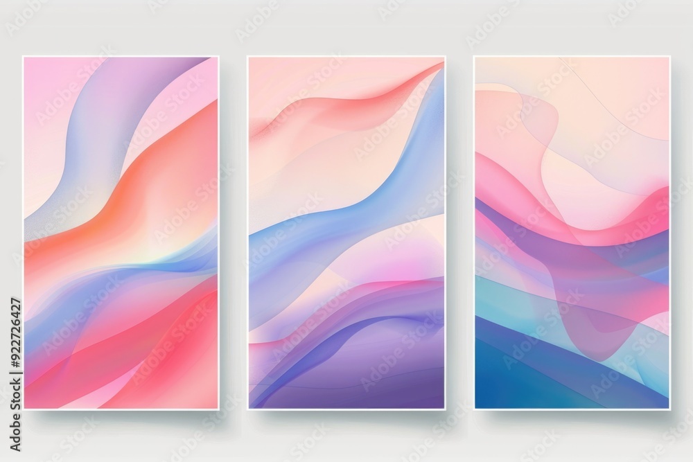 Poster three abstract shape banners stacked vertically