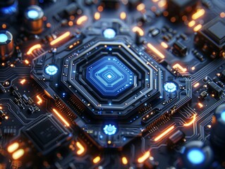Obraz premium AI. Circuit board. Technology background. Central Computer Processors CPU concept. Motherboard digital chip. Tech science background. Integrated communication processor