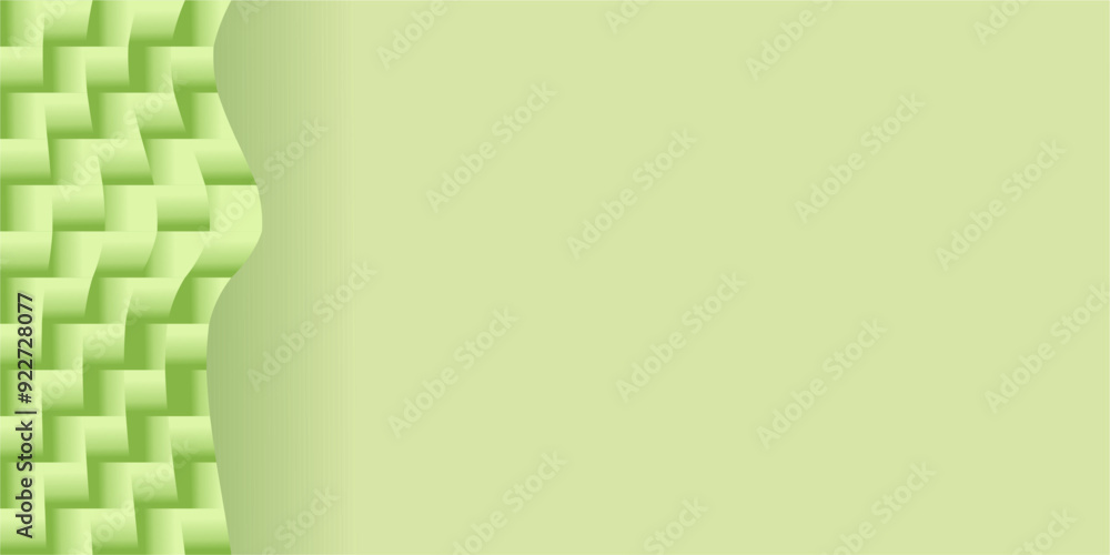 Poster composition of a square area with a gradient green color as an accent with empty space as a backgrou