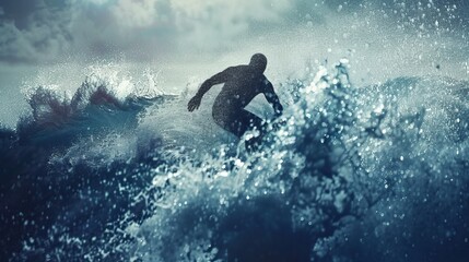Exciting surfing action with waves and spray captured in high detail, showing the thrill of the sport