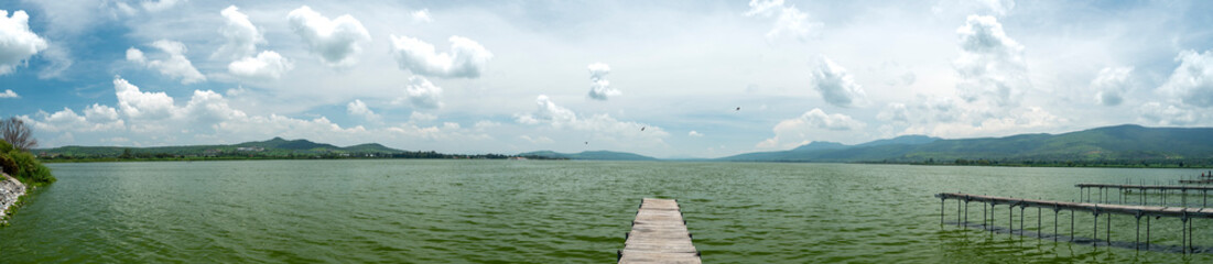 muelle, paisaje lago de cajititlan, cerro, jalisco, paisaje, panoramica, laguna, naturaleza,...