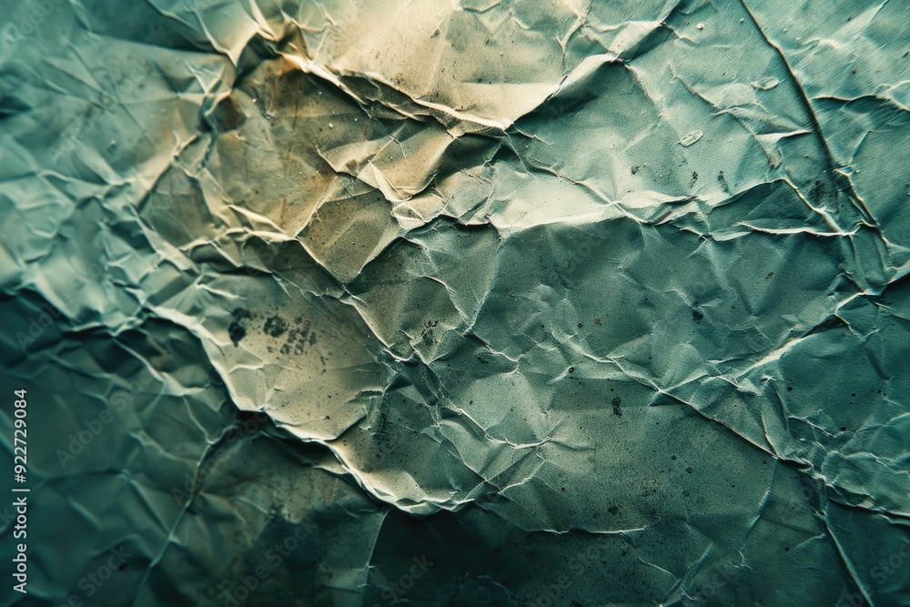 Poster a detailed view of crumbled paper with creases and folds