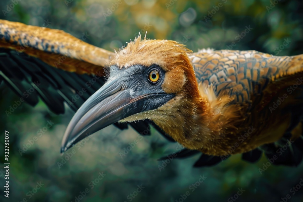 Poster a close-up view of a bird with a distinctive long beak, suitable for use in wildlife or nature photo