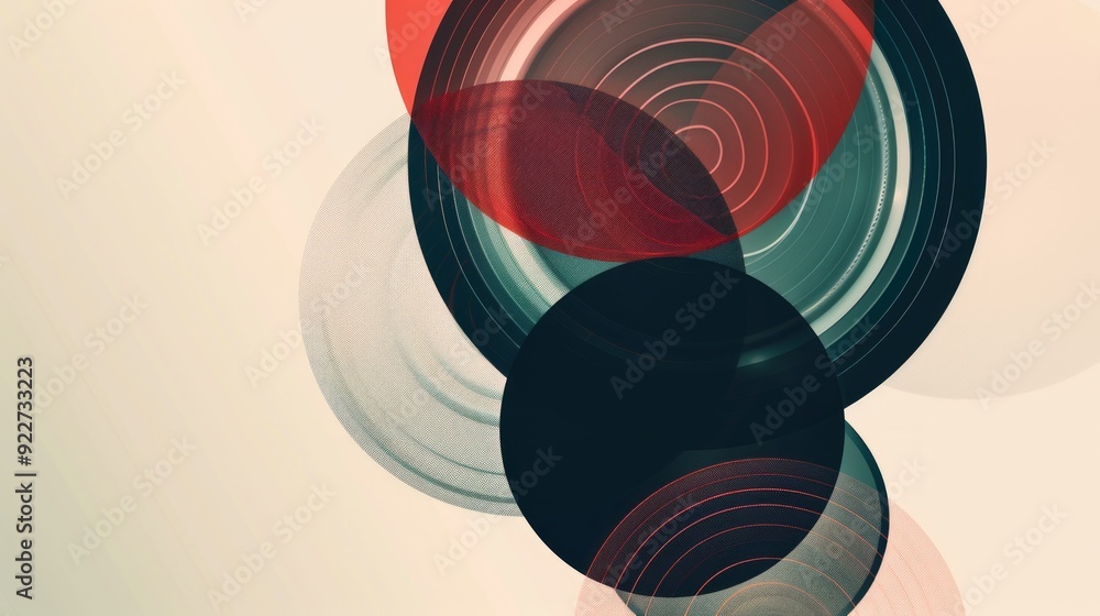 Poster tech minimal circular shapes geometric art.