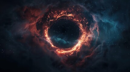 Fototapeta premium Artistic view of a black hole consuming a star, stellar consumption, cosmic event