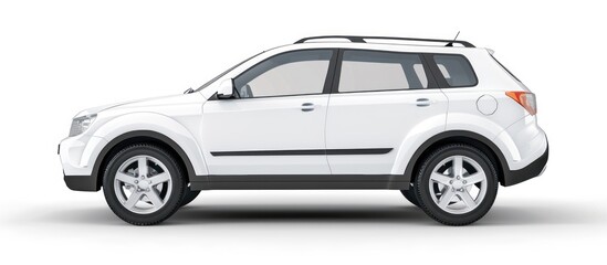 White SUV car isolated on white background.