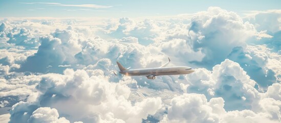 Airplanes flying in the sky and amazing clouds.