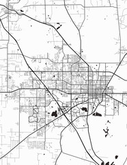Minimalist white map of Gainesville, Florida &ndash; A modern map print highlighting infrastructure of the city, useful for tourism purposes
