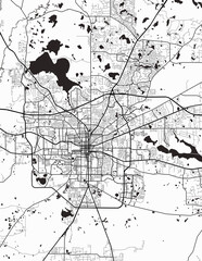 Minimalist white map of Tallahassee, Florida – A modern map print highlighting infrastructure of the city, useful for tourism purposes

