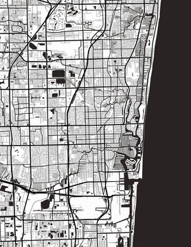 Minimalist white map of Fort Lauderdale, Florida &ndash; A modern map print highlighting infrastructure of the city, useful for tourism purposes
