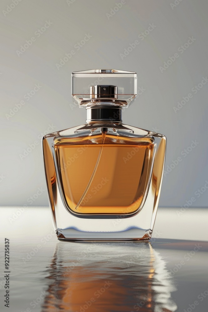 Poster a perfume bottle sits on a table with a simple and elegant design