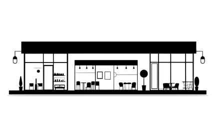 Cultural center with rooms for exhibitions, performances, and events, vector illustration art