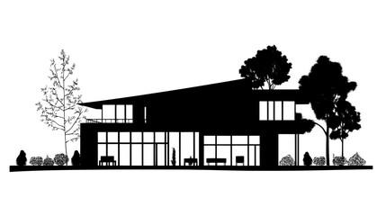 Naklejka premium Cultural center with multipurpose rooms, exhibition spaces, and community meeting areas, vector illustration art