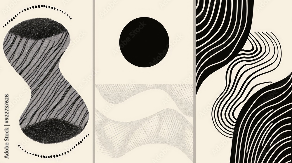 Poster a set of abstract design elements in black and white