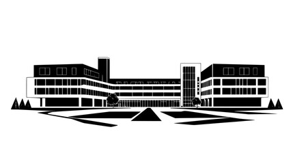 Naklejka premium Government ministry building with modern architecture and large courtyard, vector illustration art
