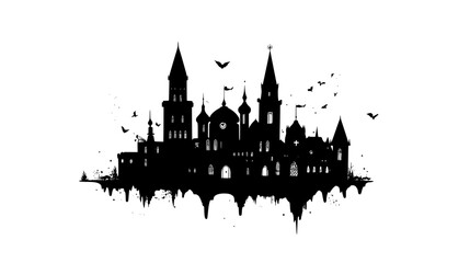 Naklejka premium Magical academy with towering spires, mystical symbols, and enchanted surroundings, vector illustration art