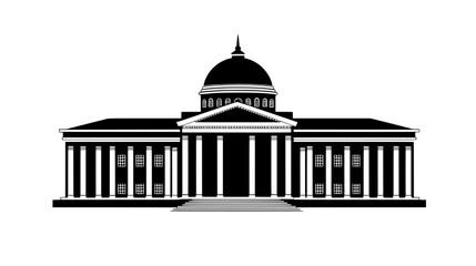 Obraz premium Neoclassical building with a dome, multiple columns, and a grand staircase leading to the entrance, vector illustration art