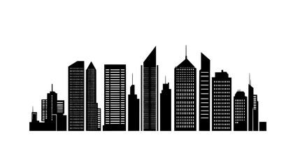 Obraz premium Skyline dominated by multiple skyscrapers of differing architectural styles, vector illustration art
