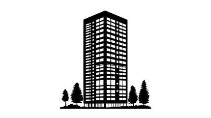 Naklejka premium Tower with a hotel on lower floors and private residences above, vector illustration art