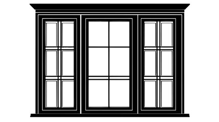 Obraz premium Window with mullions and transoms divided into rectangular panes, vector illustration art