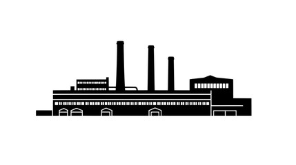 Obraz premium Building with flat roof, several tall smokestacks, and parking spaces, vector illustration art