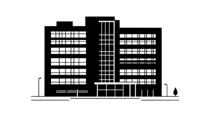 Building with multiple floors and distinct sections for medical services, vector illustration art